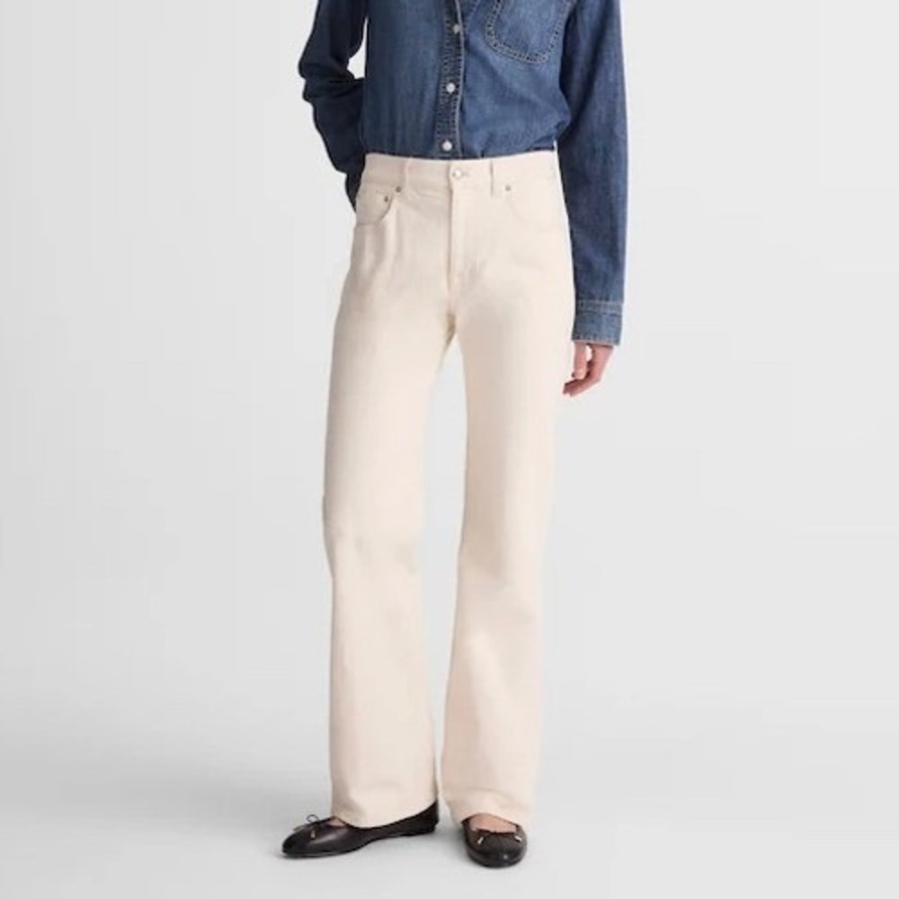 NWT Madewell Women's Relaxed Bootcut Jeans Cream Off-White Size 27